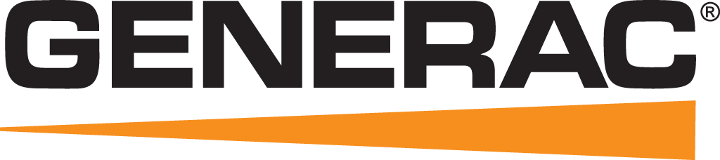 The generac logo on a black background, representing a roofing company.