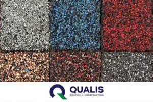 A selection of different colored shingles with the word quaalis.