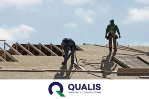 Construction workers installing the best roofing materials on a building in Texas.